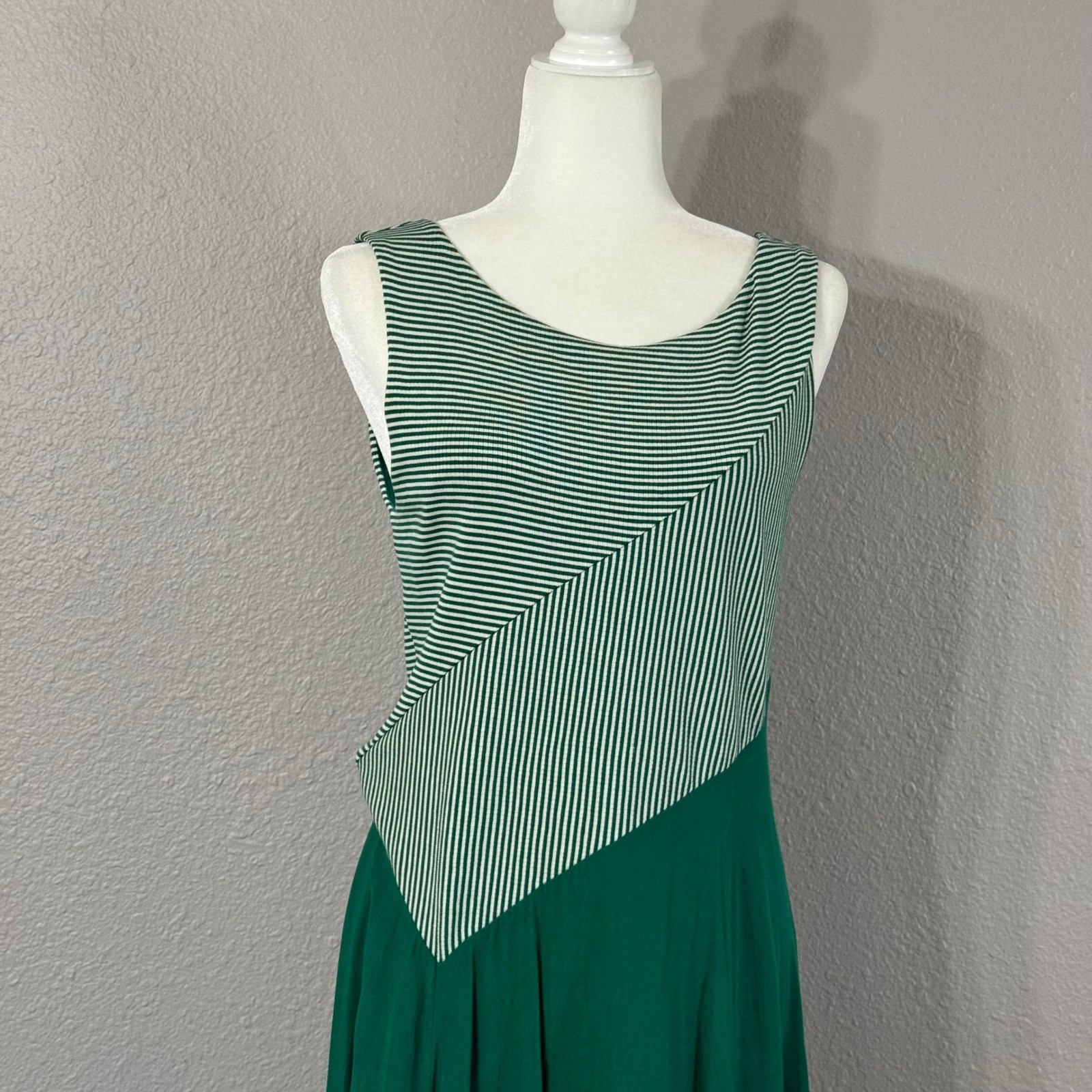 Maeve Anthropologie Size M Cameron Green Striped Asymmetric Hem Midi Dress