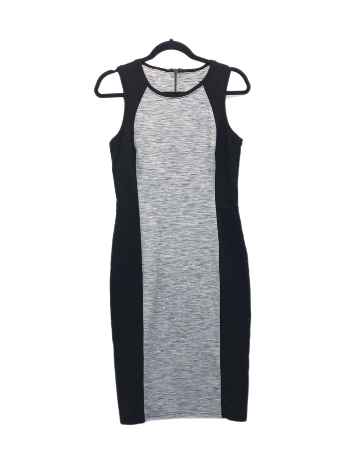 Athleta Black Heathered Gray Two Tone City Scape Ponte Knit Sheath Dress Small