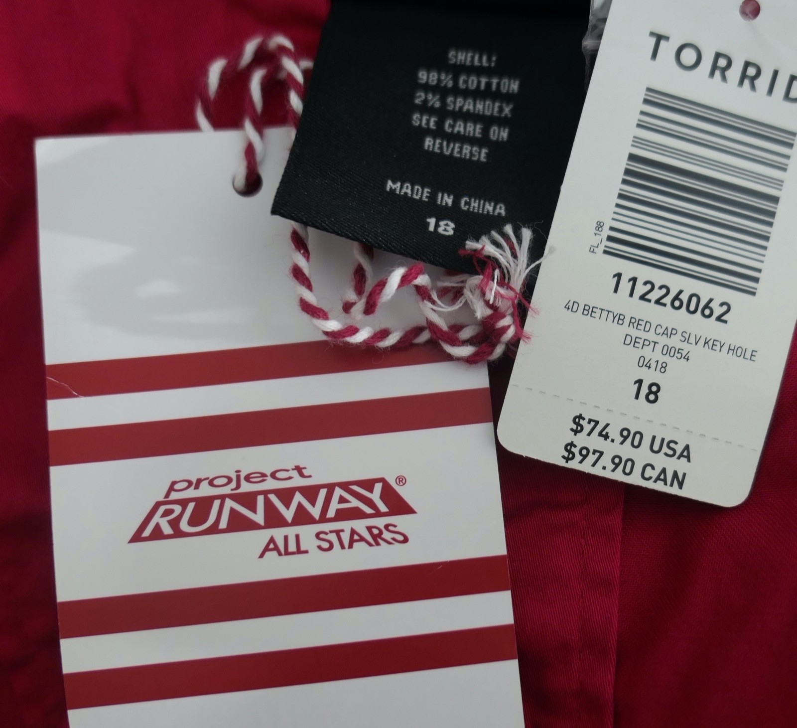 Betty Boop NwT TORRID Project Runway Red Wiggle Dress size 18