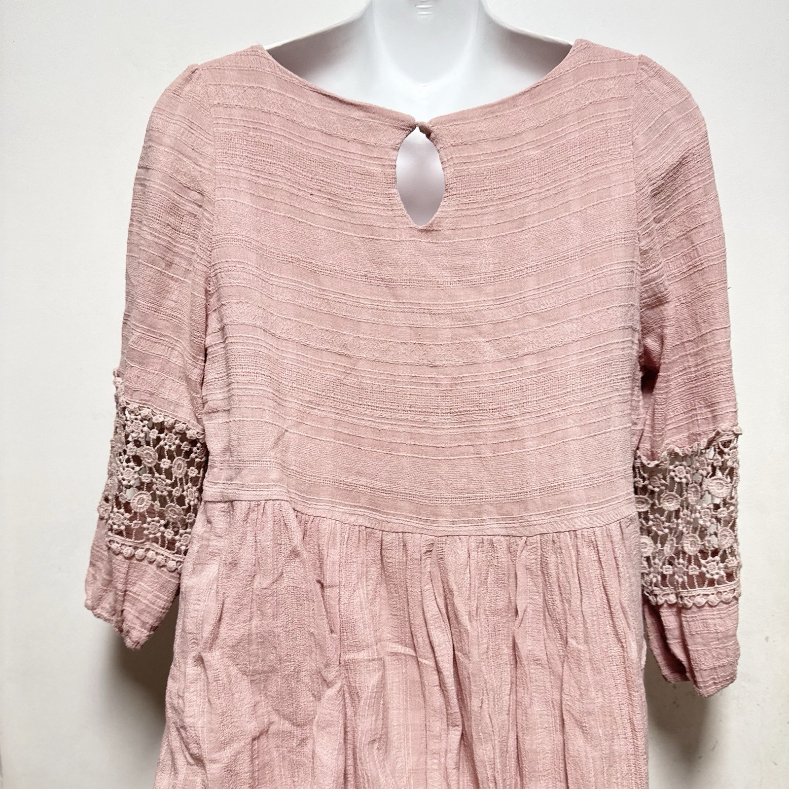 Mod Ref Dusty Rose Smocked Bodice Midi Dress