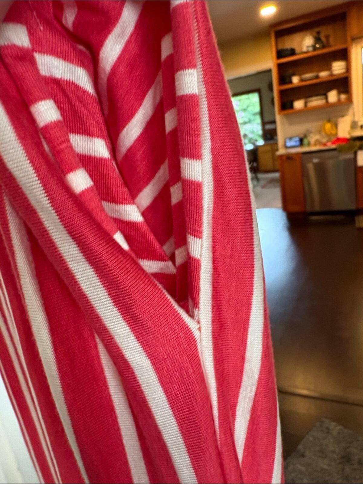 7th Ray Pink & White Striped Ruffle Sleeve Maxi Dress