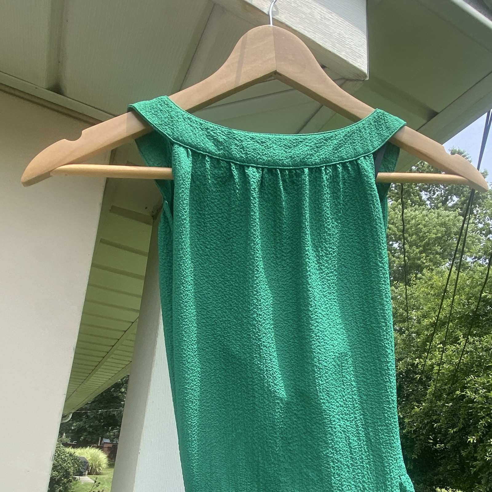 Calvin Klein Womens Green V-Neck Sleeveless Textured Tiered Maxi Dress Size 8