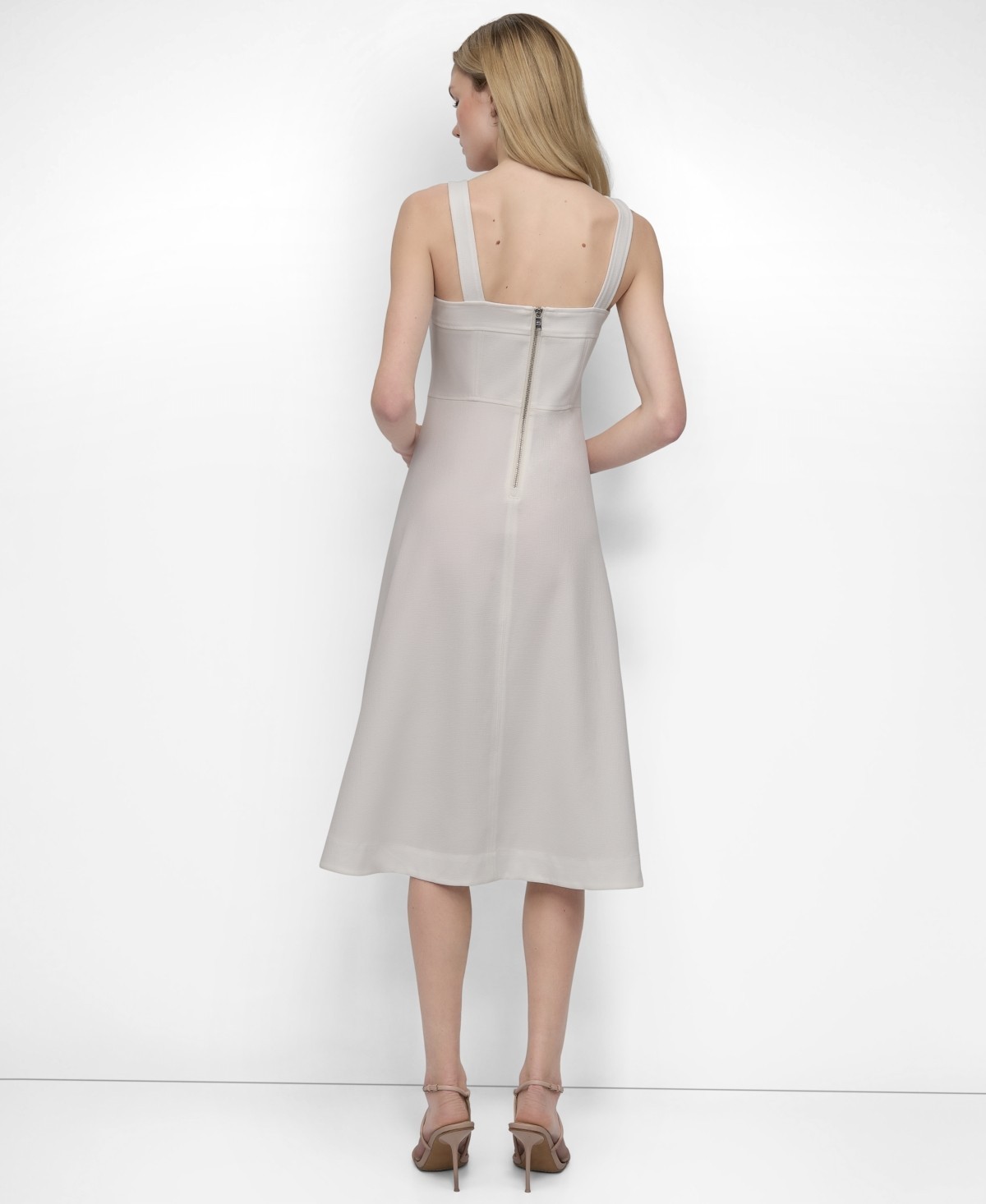 DKNY Womens Square-Neck Sleeveless Midi Dress 12 Ivory – DEFECTS