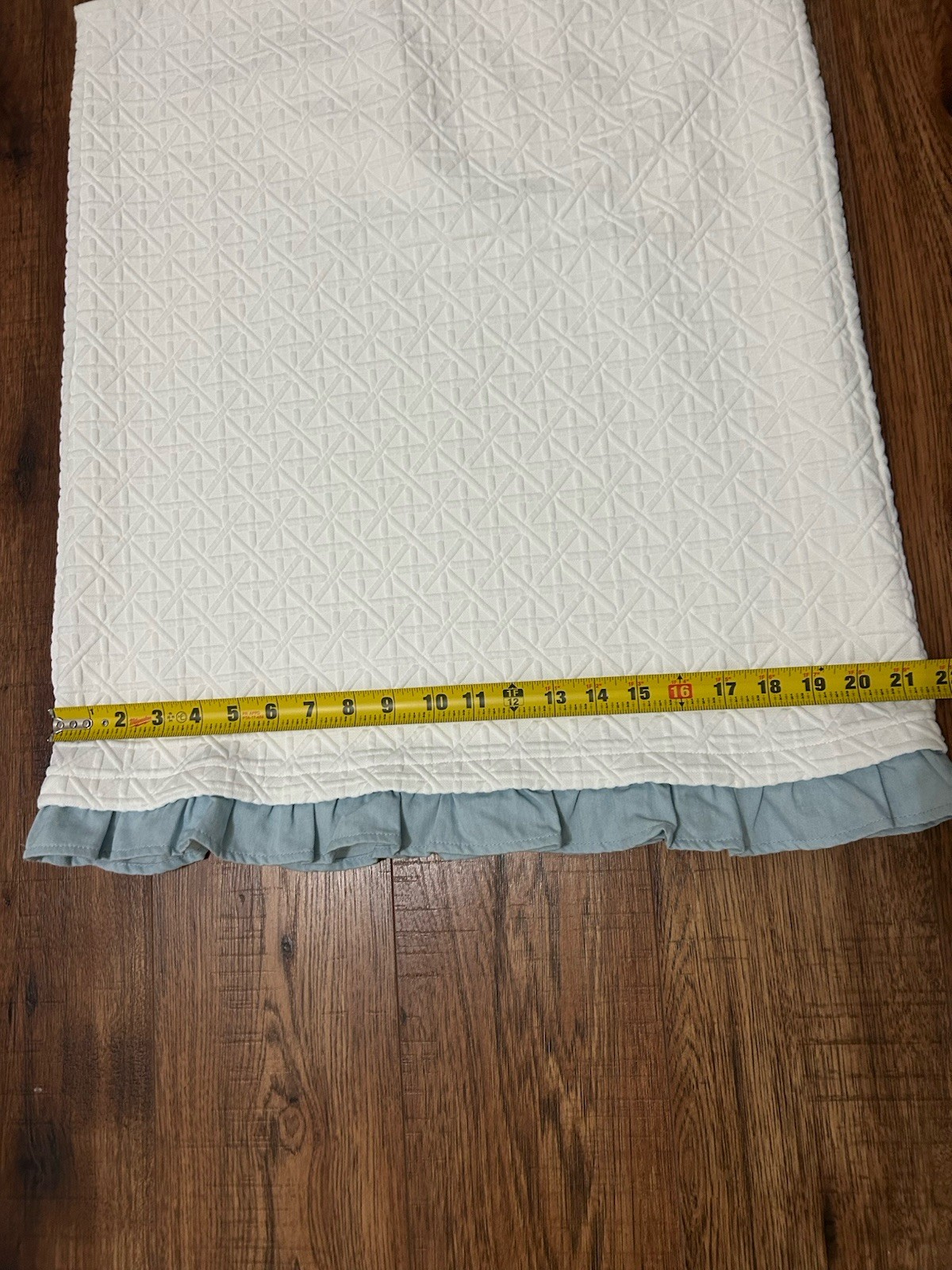 SSYS The Label White Blue Textured Collared Shift Dress Ruffle Hem Sleeveless S