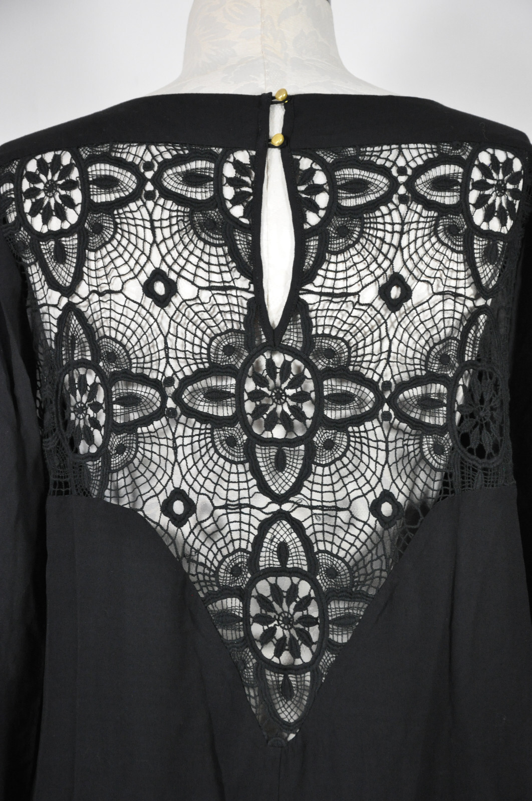 Twelfth Street Black Rayon Crochet Lace Back Whimsigoth Witchy Dress Women L