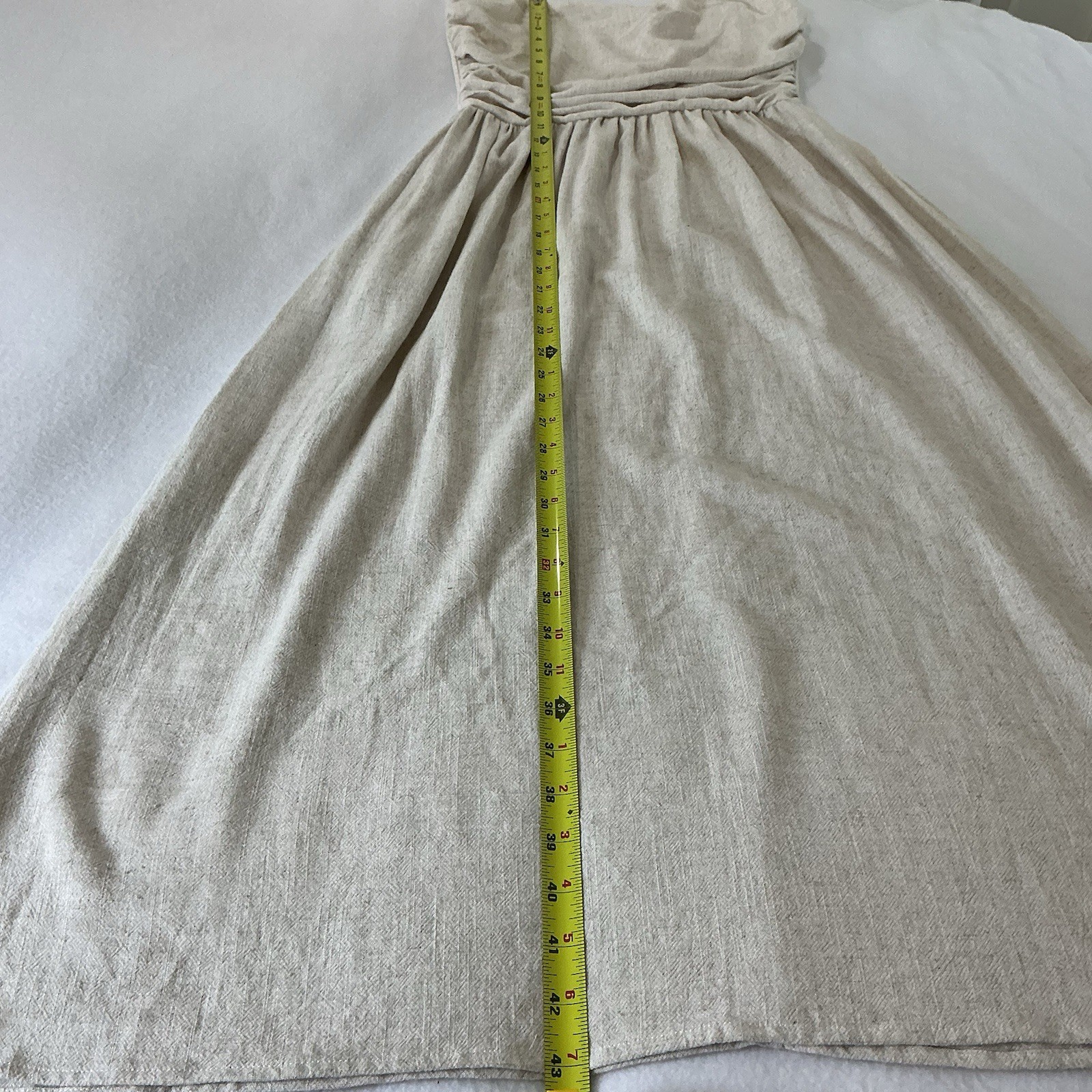 Linen Blend Midi Strapless Dress Pockets Sz S NWT Windsor Capsule Minimalist