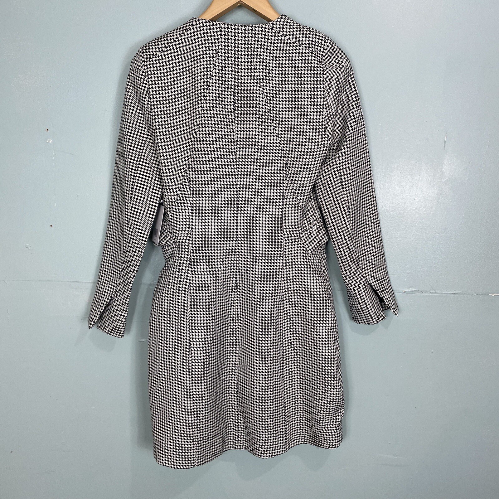 Jason Wu Houndstooth Blazer Wrap Mini Dress Sz Small Black Creme