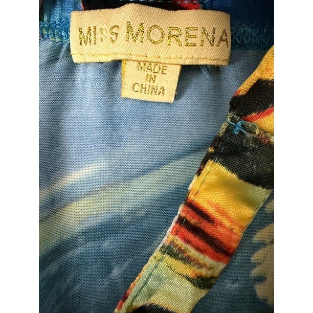 Miss Morena Multi Color Tropical Animal Print V-Neck Maxi Dress Sleeveless 0197