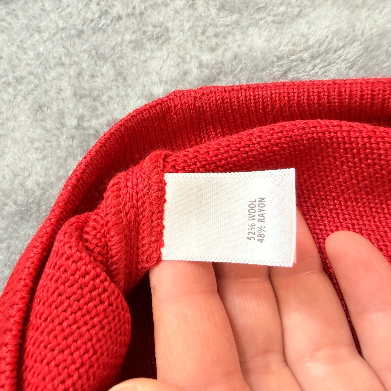 St John Collection Red Wool Blend Ribbed Knit Dress Short Sleeve Size 6