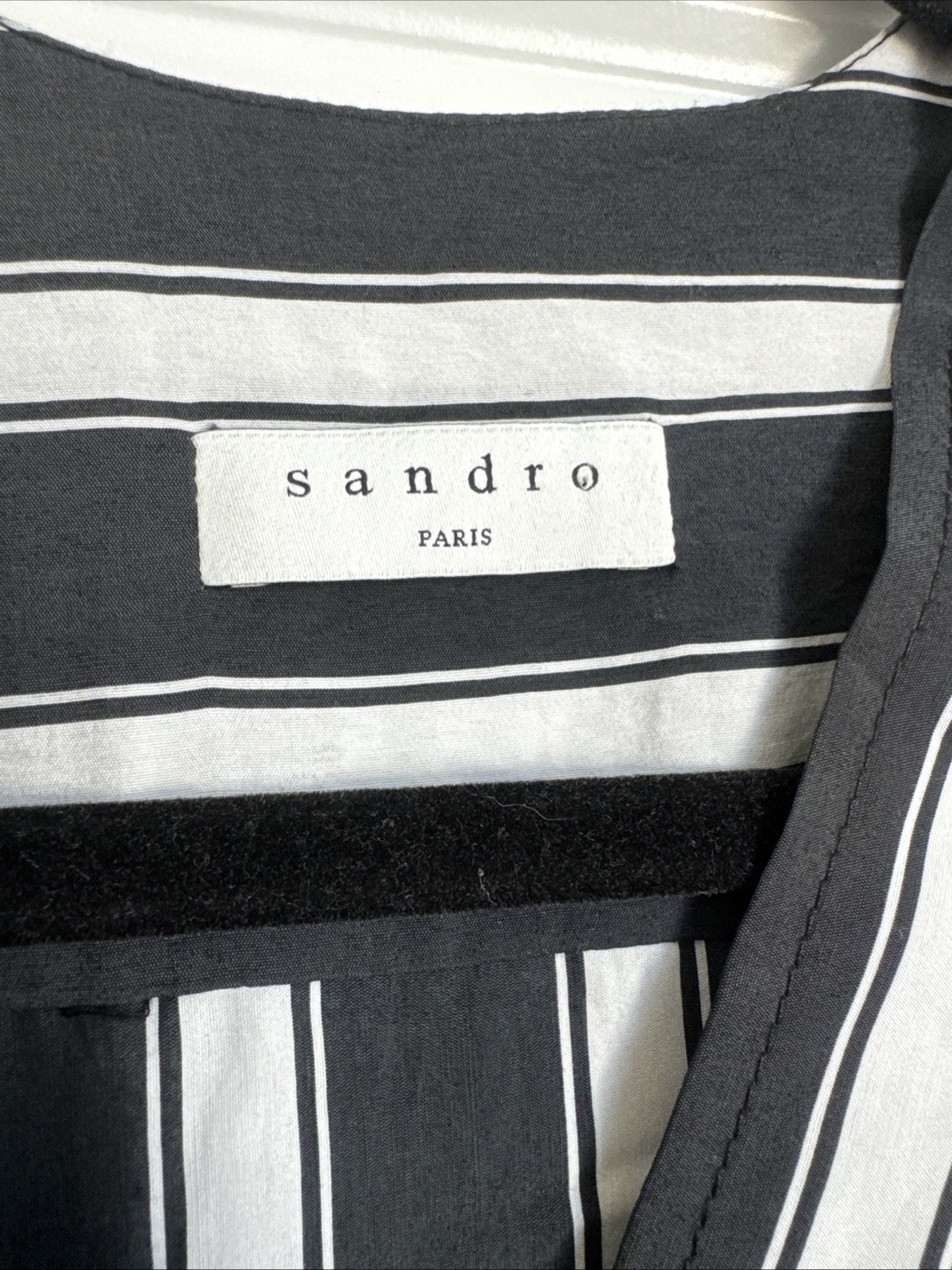 Sandro Carl Striped Midi Wrap Dress In Black White Size 38EU