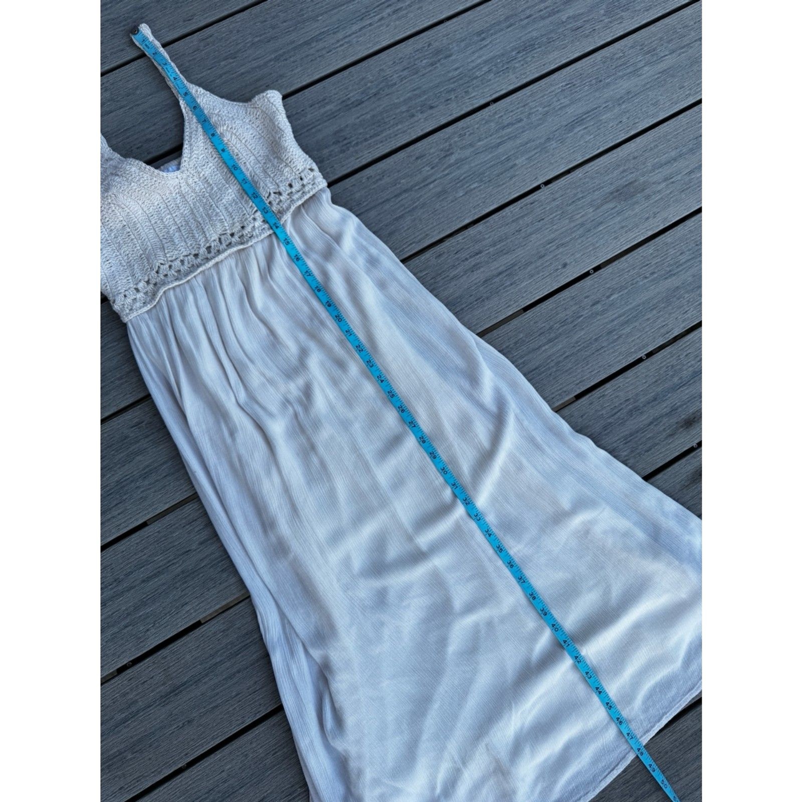 Sincerely Jules Crochet Top Maxi Dress Cream Oatmeal Boho Cottagecore Medium