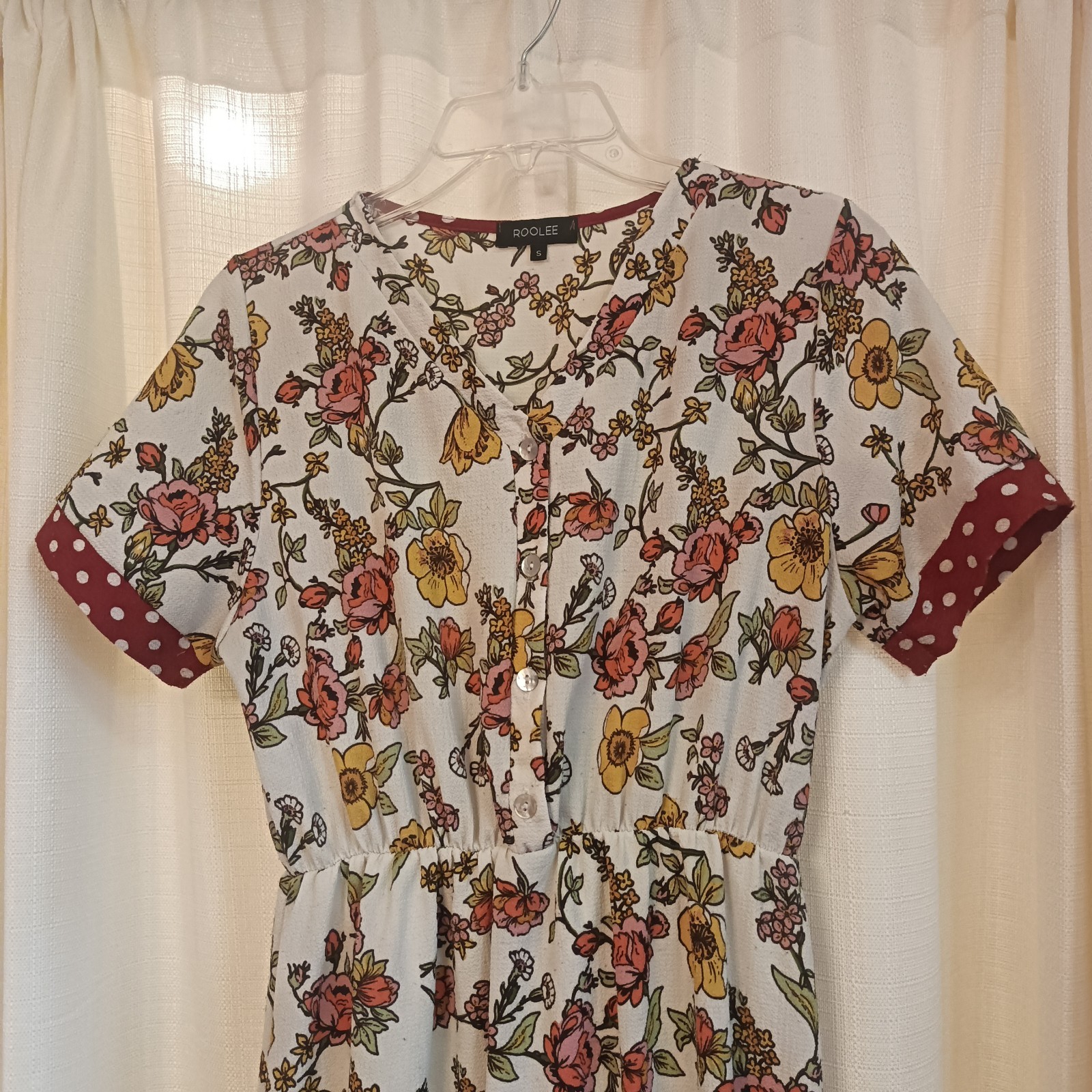 Roolee Women’s Size S Loki Vibrant Floral Print Maxi Seersucker Dress USA Made