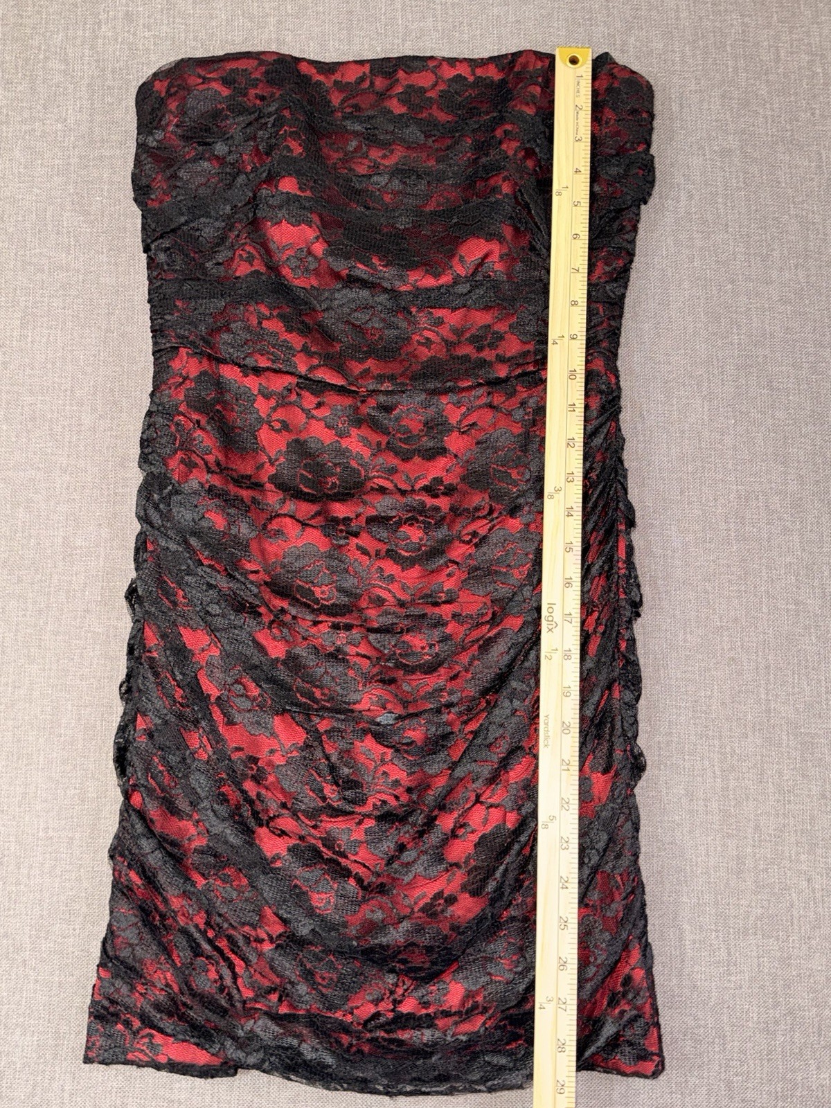 Maria Bianca Nero Vintage Red And Black Lace Dress Small Strapless Corset Size M