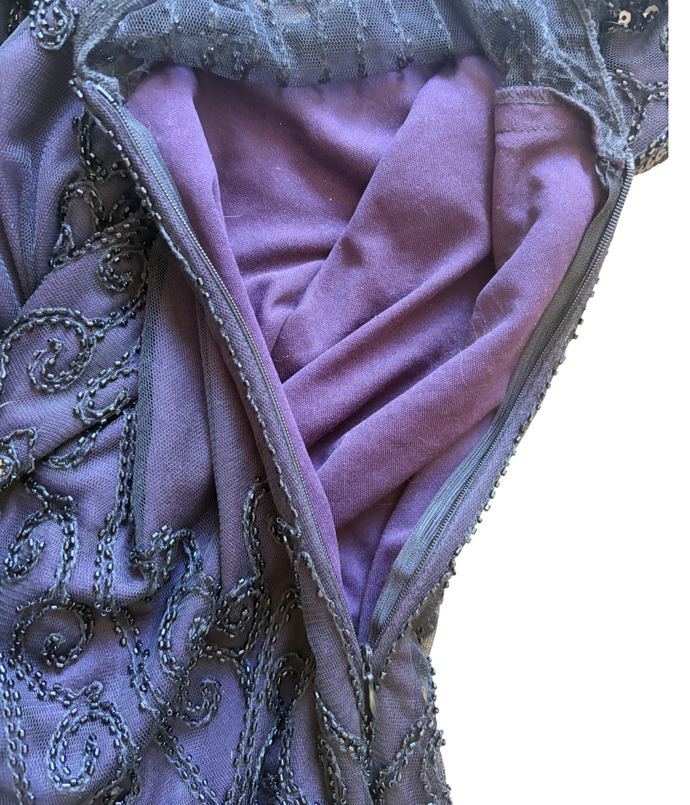 PrettyGuide Women Flapper Dress Large Purple Beaded Sequin Fringe 1920s Gatsby L
