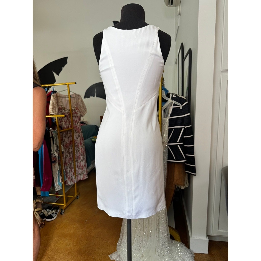 Versace RARE White Sheath Dress Gold Medusa Hardware Size 42 (xs-sm)