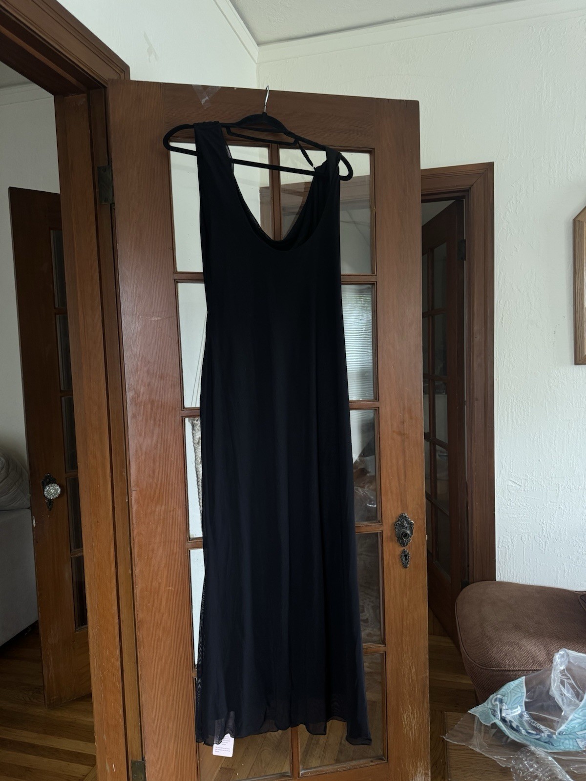 Partheas Women’s Black Solid Sleeveless Cowl Neck Maxi Dress Long Size 10
