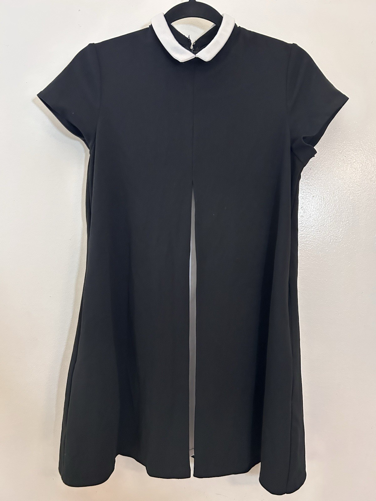 UNIF Peter Pan Dress Black White Collar Knee Length Retro Goth Medium SEE PICS