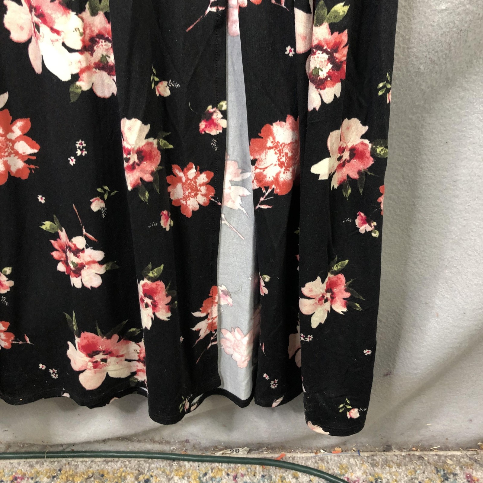 Nine Britton Rosaline Knit Maxi Dress Womens 2X Black Floral Smocked Stitch Fix