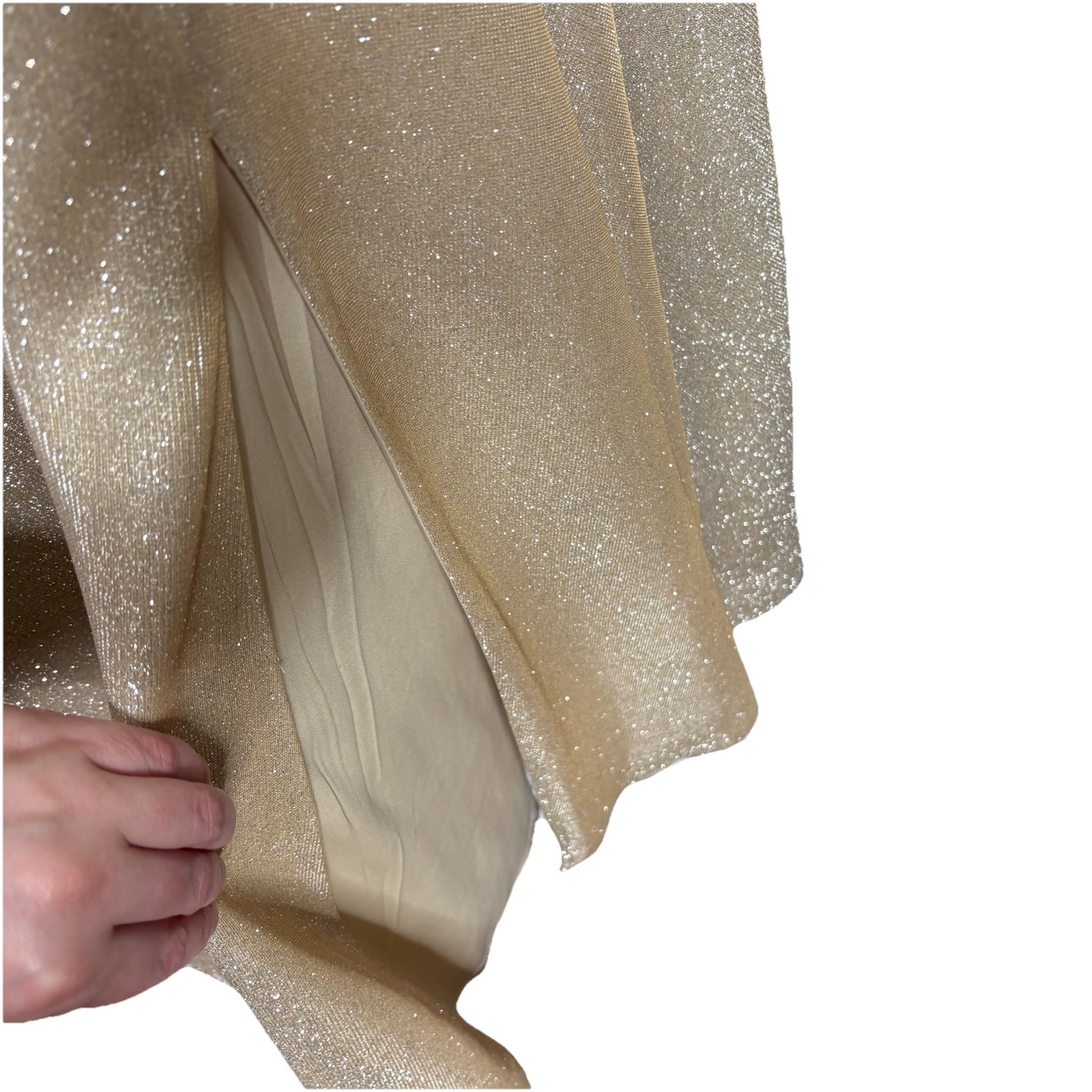 Jules & Cleo Gold Glitter Cap Sleeve Side Split Formal Dress Size 18 Plus Womens