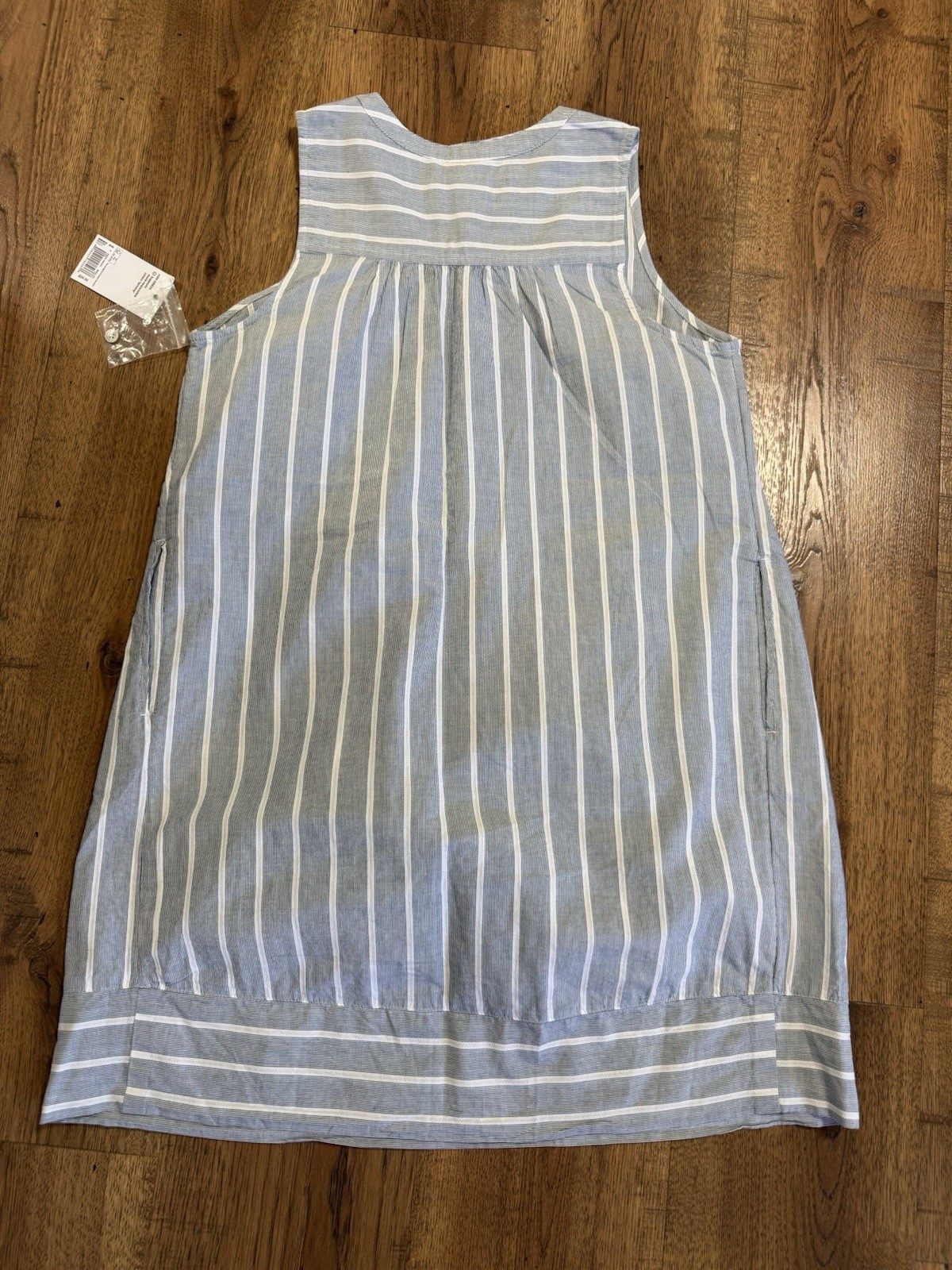 SONOMA Goods for Life Blue White Striped Shift Dress 100% Cotton Round M