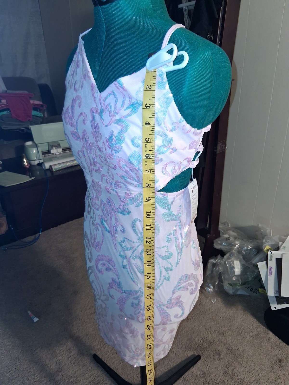 NWT Pink Sequin Formal TIE BACK Dress