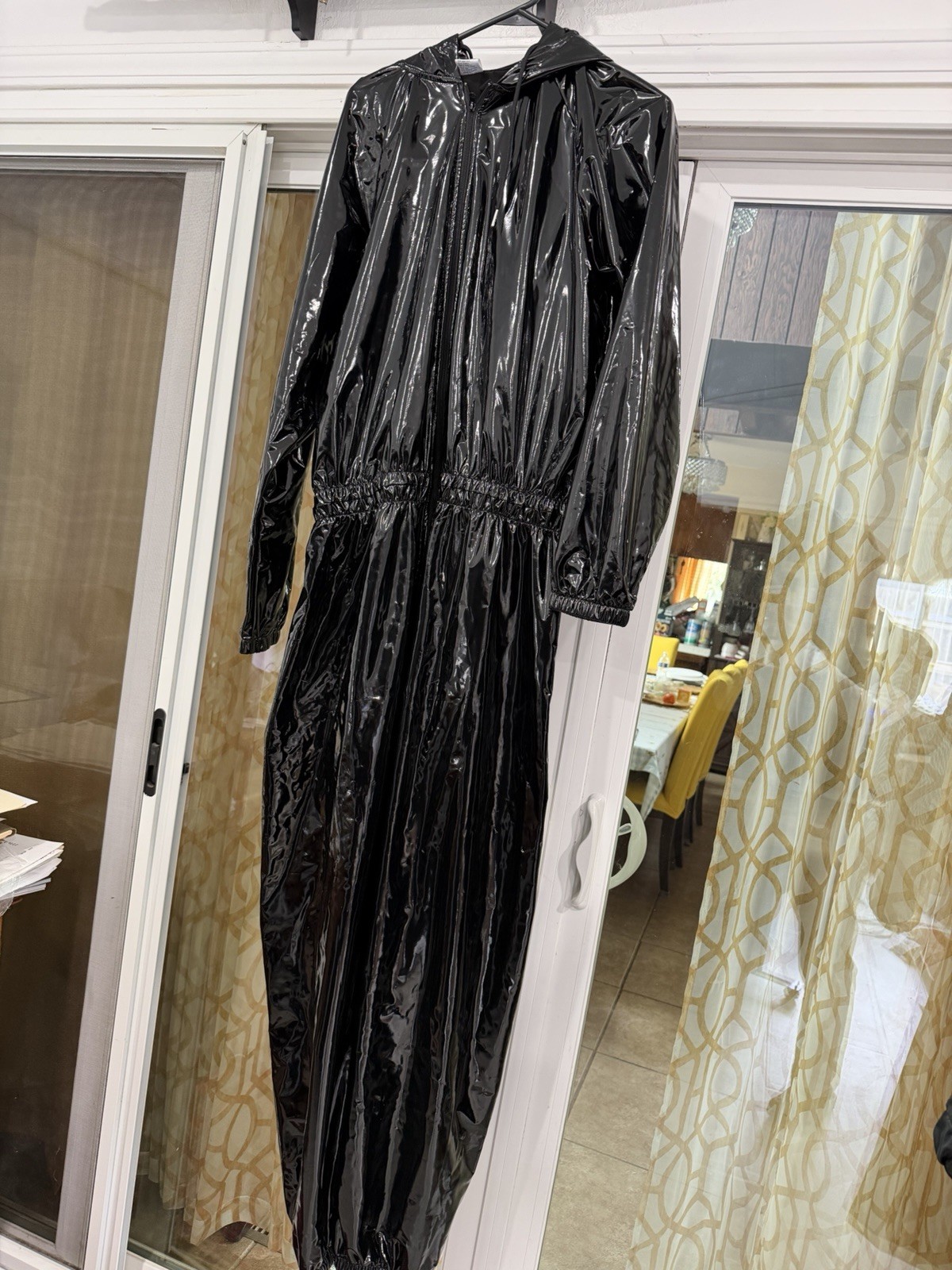Shiny Black vinyl jumpsuit Size large