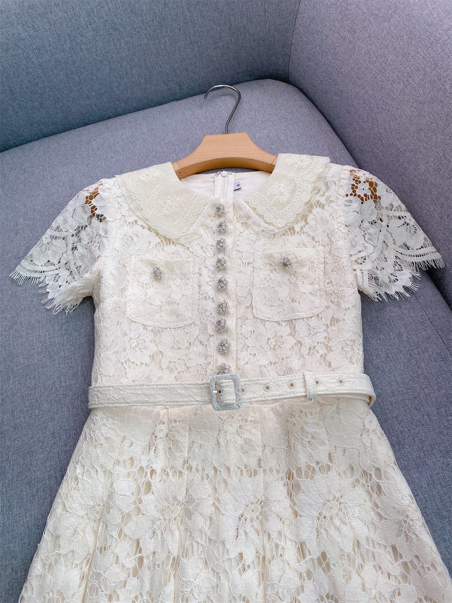 Self-Portrait Doll collar drill Flower Lace Hollowed-out Dresses Belt