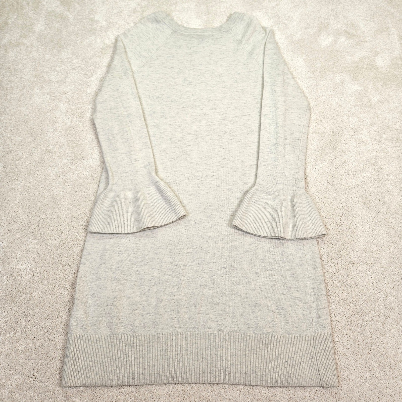 Banana Republic Gray Ribbed Bell Sleeve Merino Wool/Cashmere Blend Dress Size M