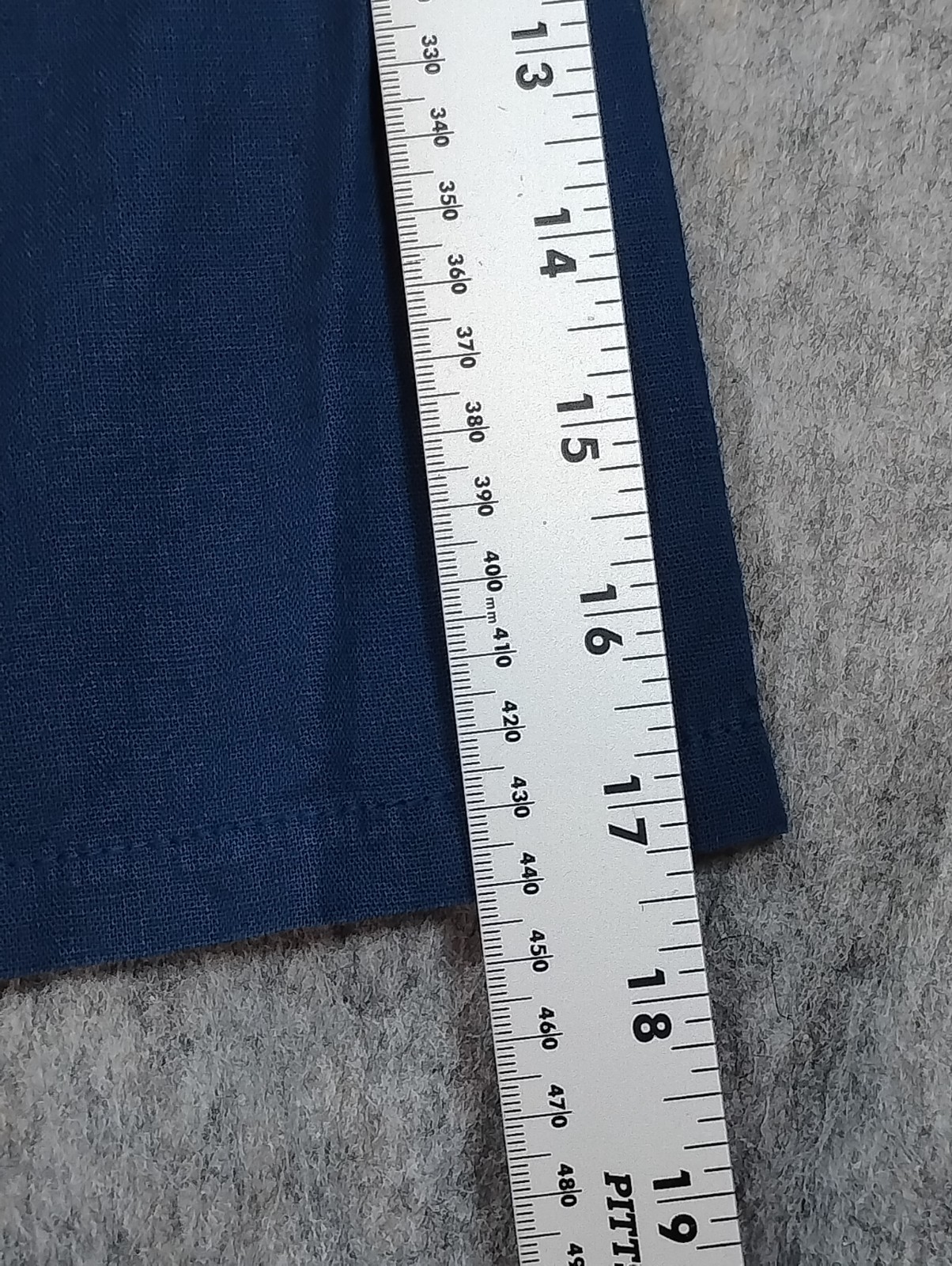 Terzo Millennio Navy Linen Blend V-Neck Tunic Dress Lg Made in Italy 3/4 Sleeve