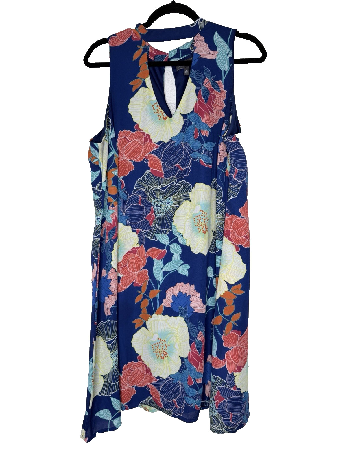 Luxology Dress Womens 16 Floral Midi Sleeveless Lightweight Lined V Neck Summer