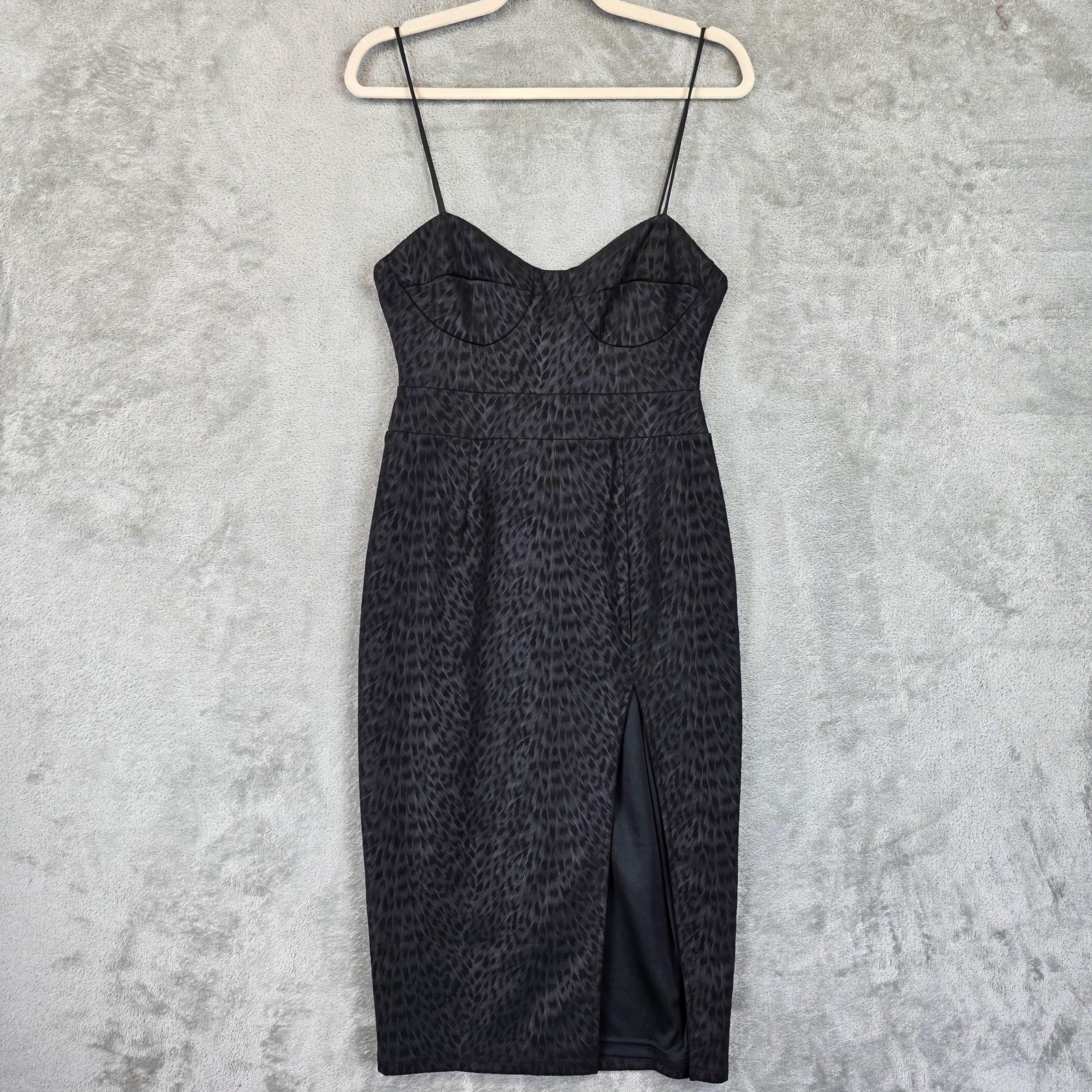 By The Way Dress Womens S Black Animal Print Sweetheart Bodycon Midi Slit