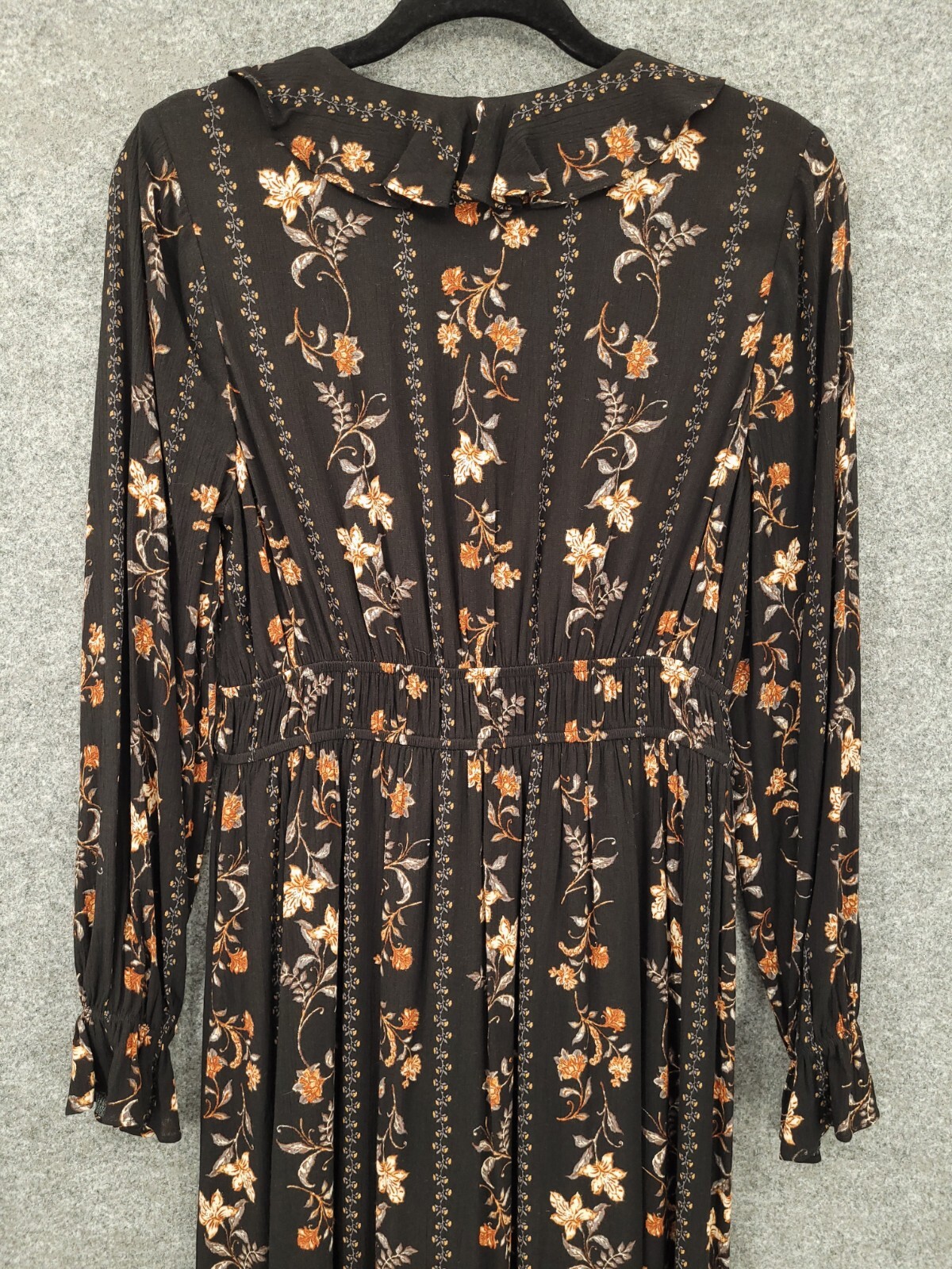Doe & Rae Midi Dress Womens Small Hi Low Fit & Flare Elastic Waist Black Floral
