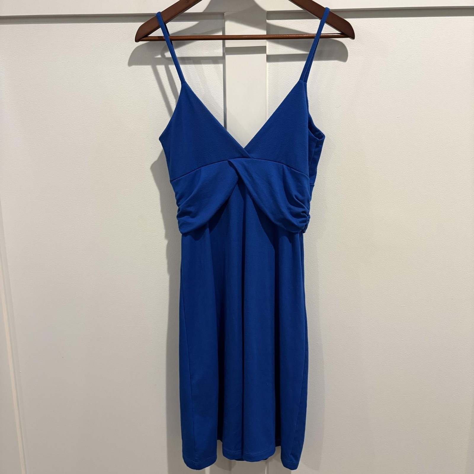 Y2K Cobalt Blue Twist Front Jersey Mini Dress Salsa Dance Resort Small