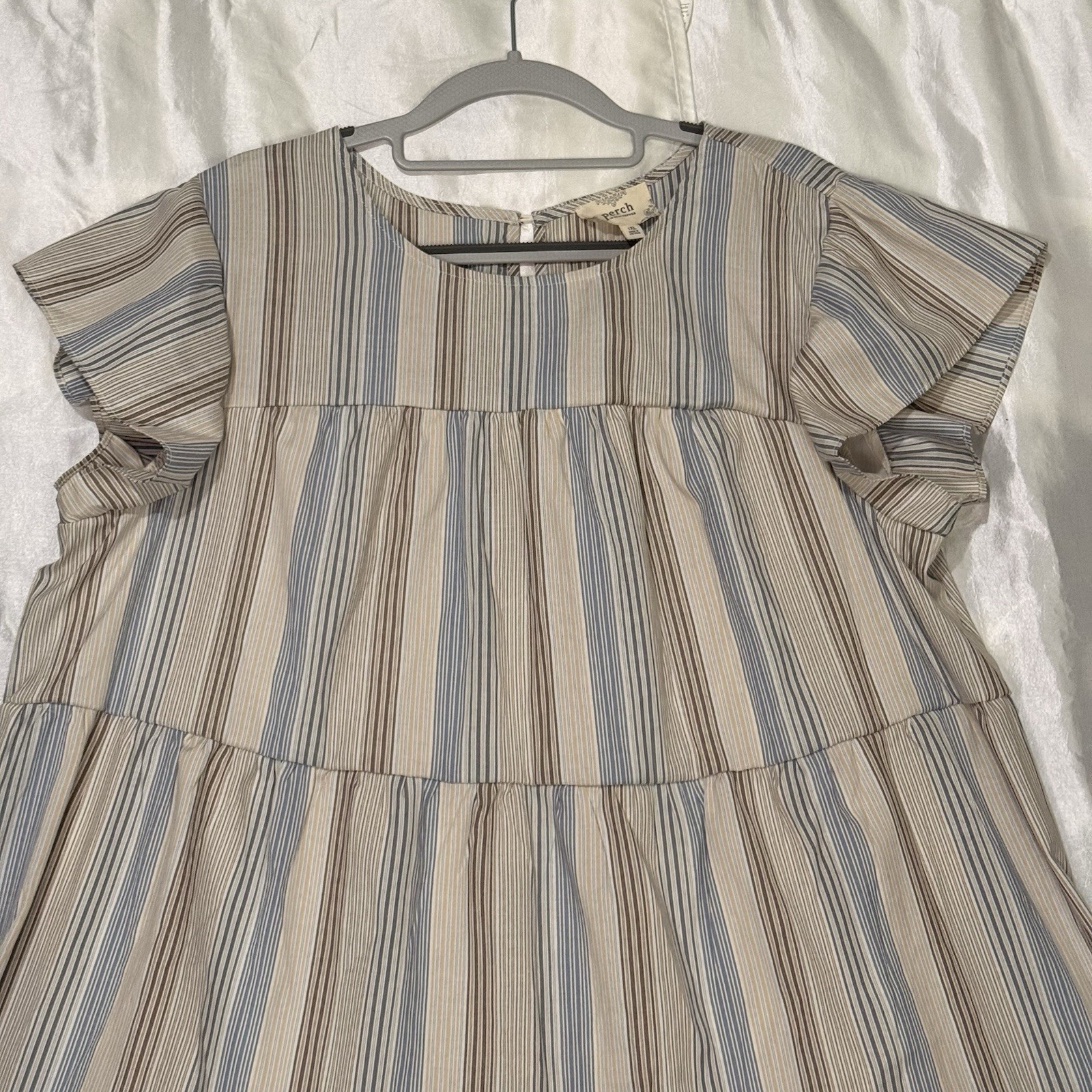 Perch By Blu Pepper Multicolor Striped Babydoll Dress Size XL Lined