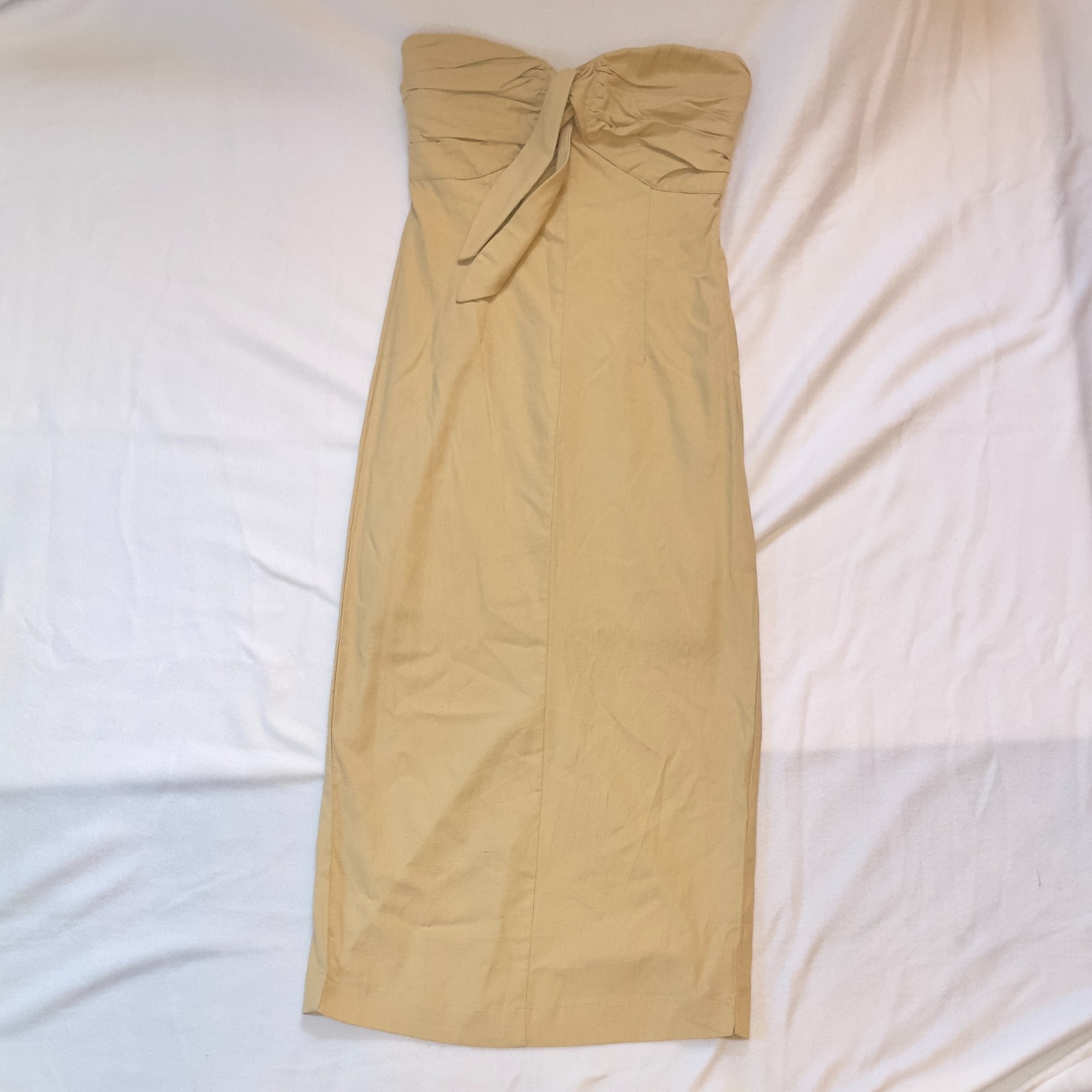 Bar III Strapless Midi Dress in Beige