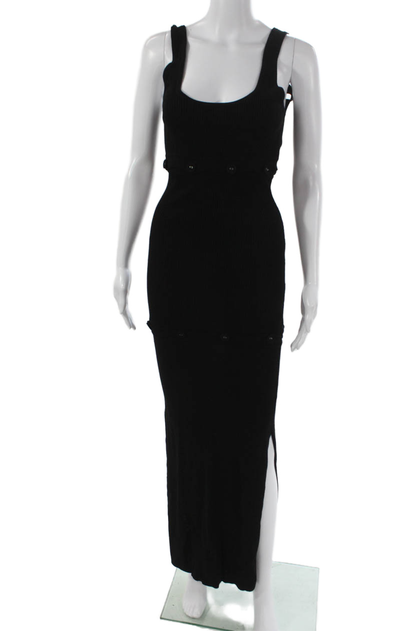 Christopher Esber Women Maxi Dress Black Sleeveless Scoop Neck Viscose Size XS
