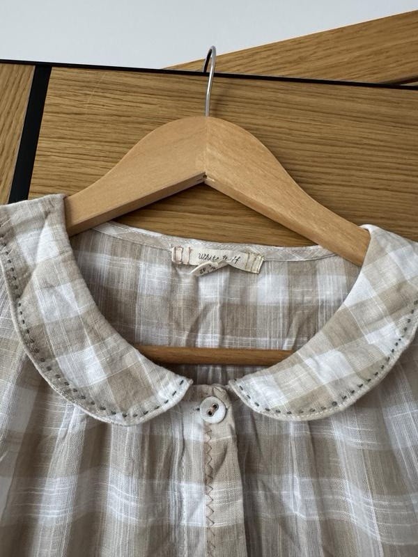 ⁠White Stuff Gingham Palm Tree Embroidered Cotton Midi Dress UK 14 L