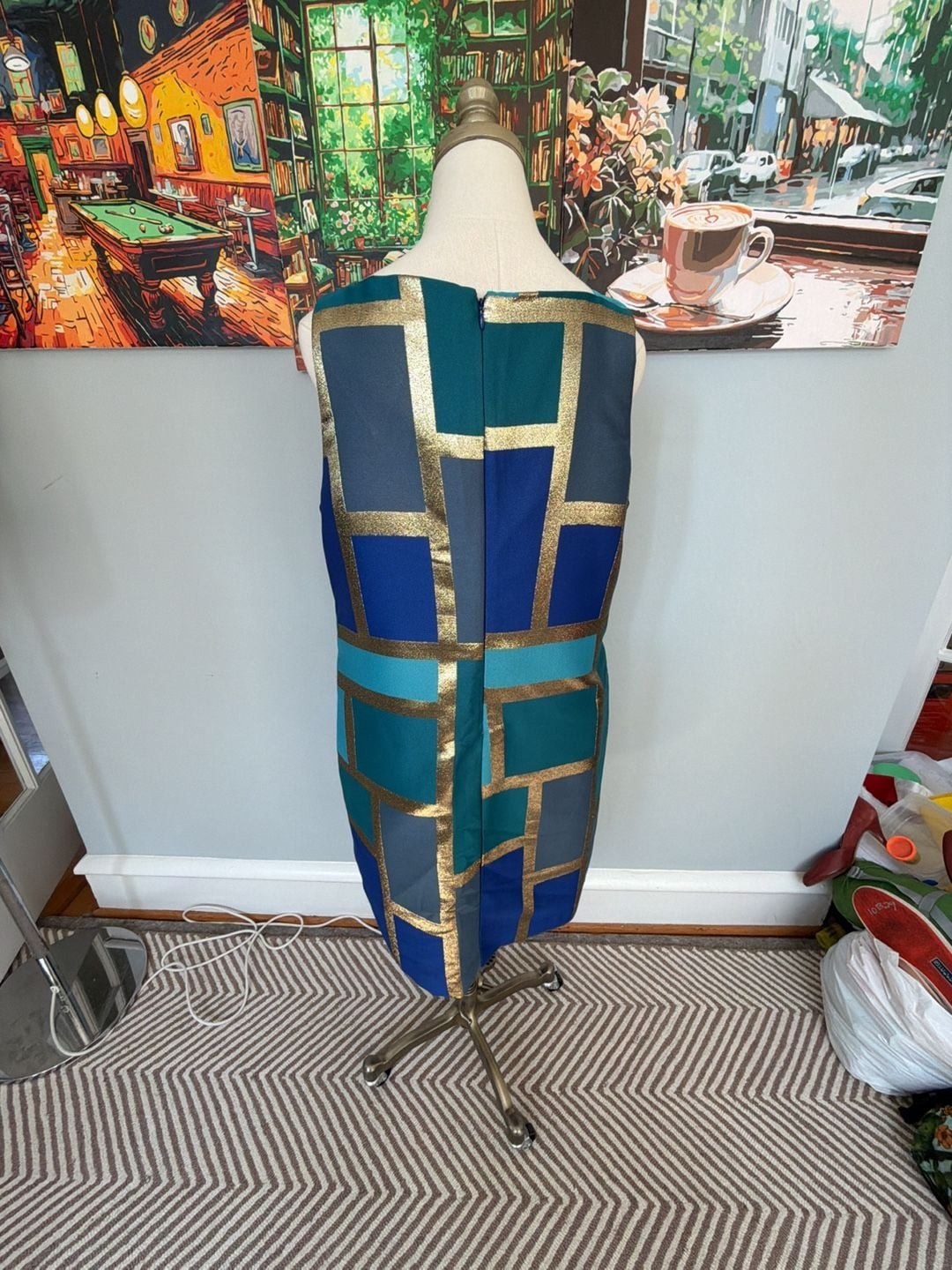 Trina Turk Creosote Metallic Colorblock Mini Shift Dress size 12