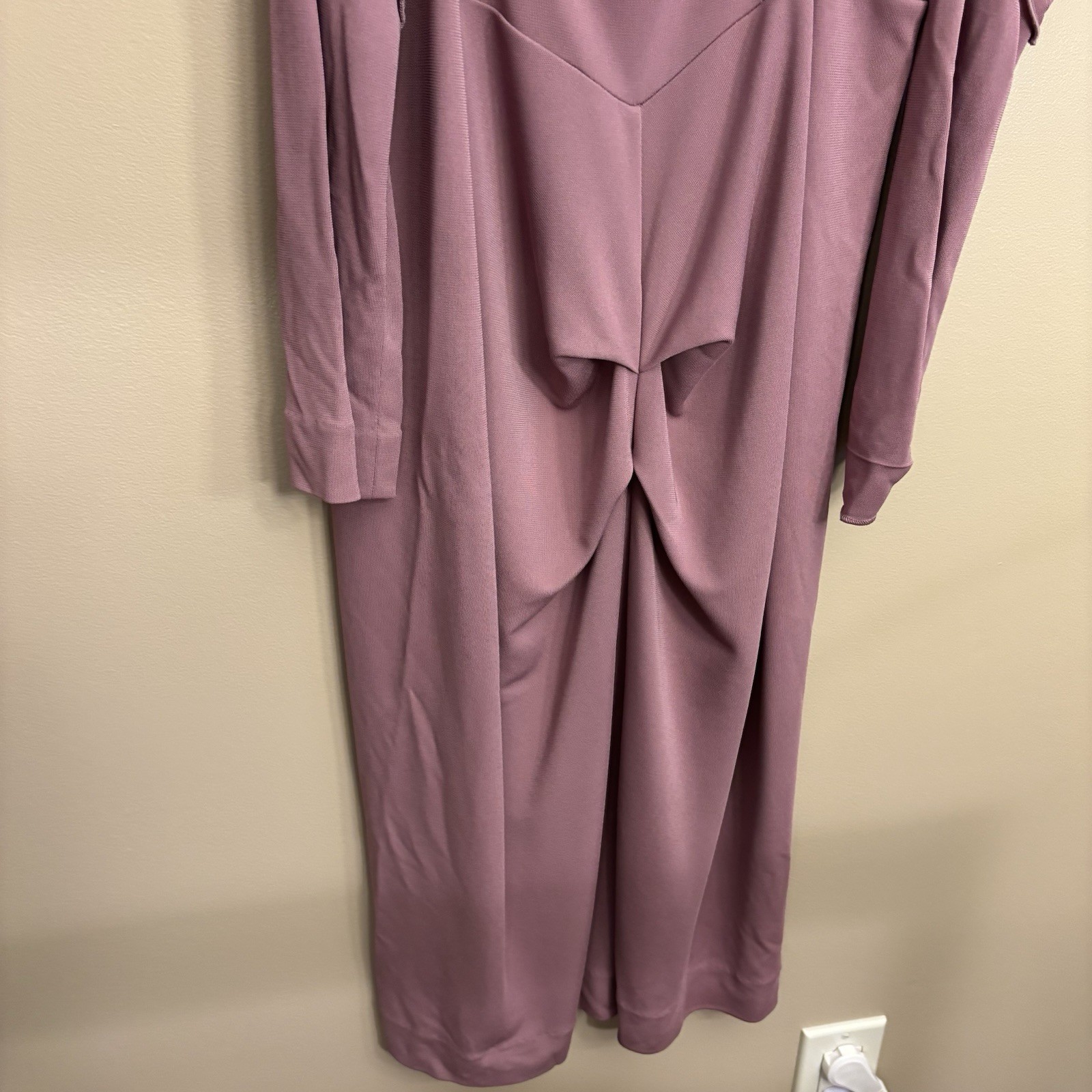 RM Roland Mouret Rose Mauve Flowy Asymmetric Dress, Draped Midi Dress Women’s 12