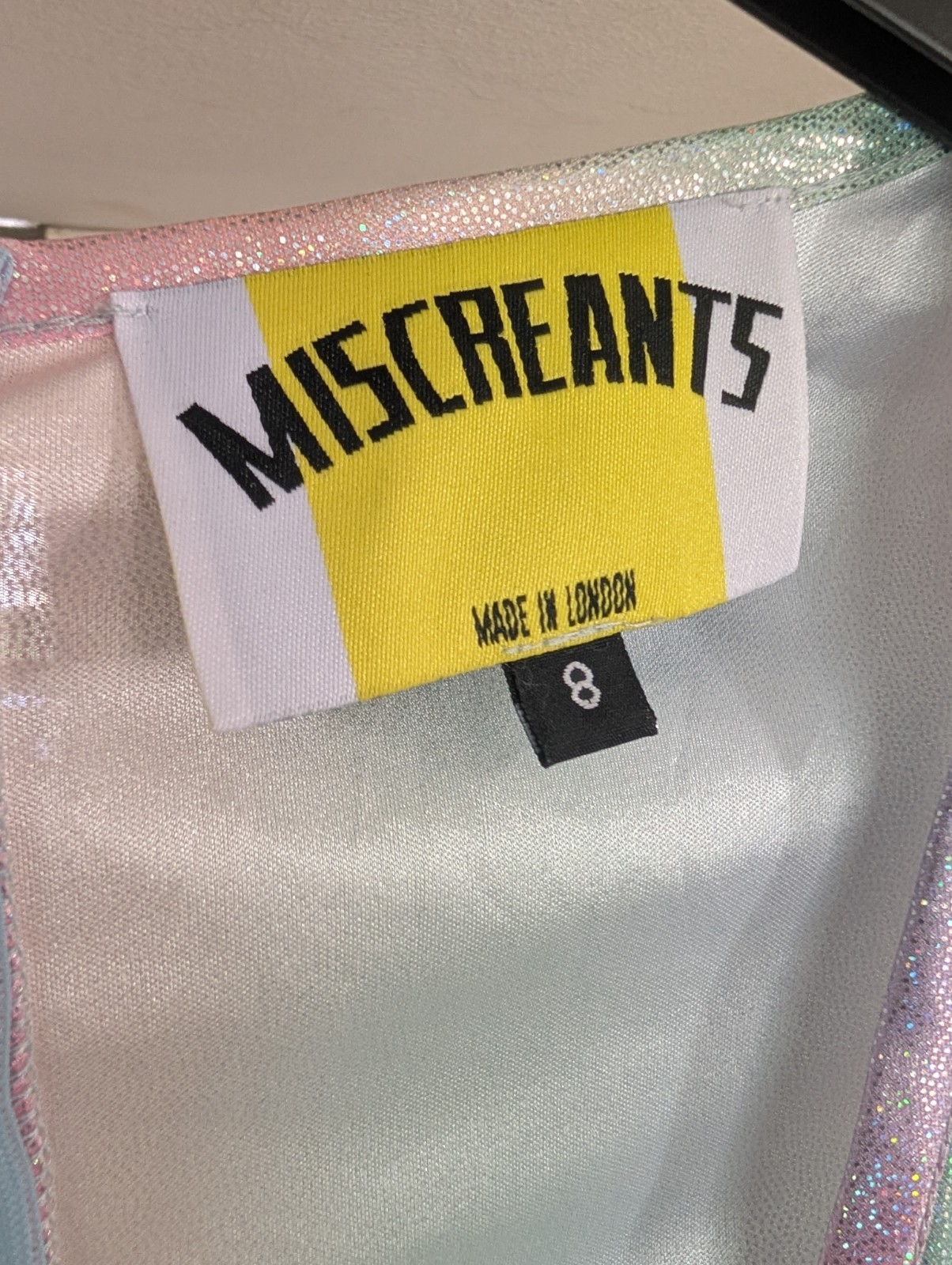 Miscreants long sparkly multicoloured dress size UK 8