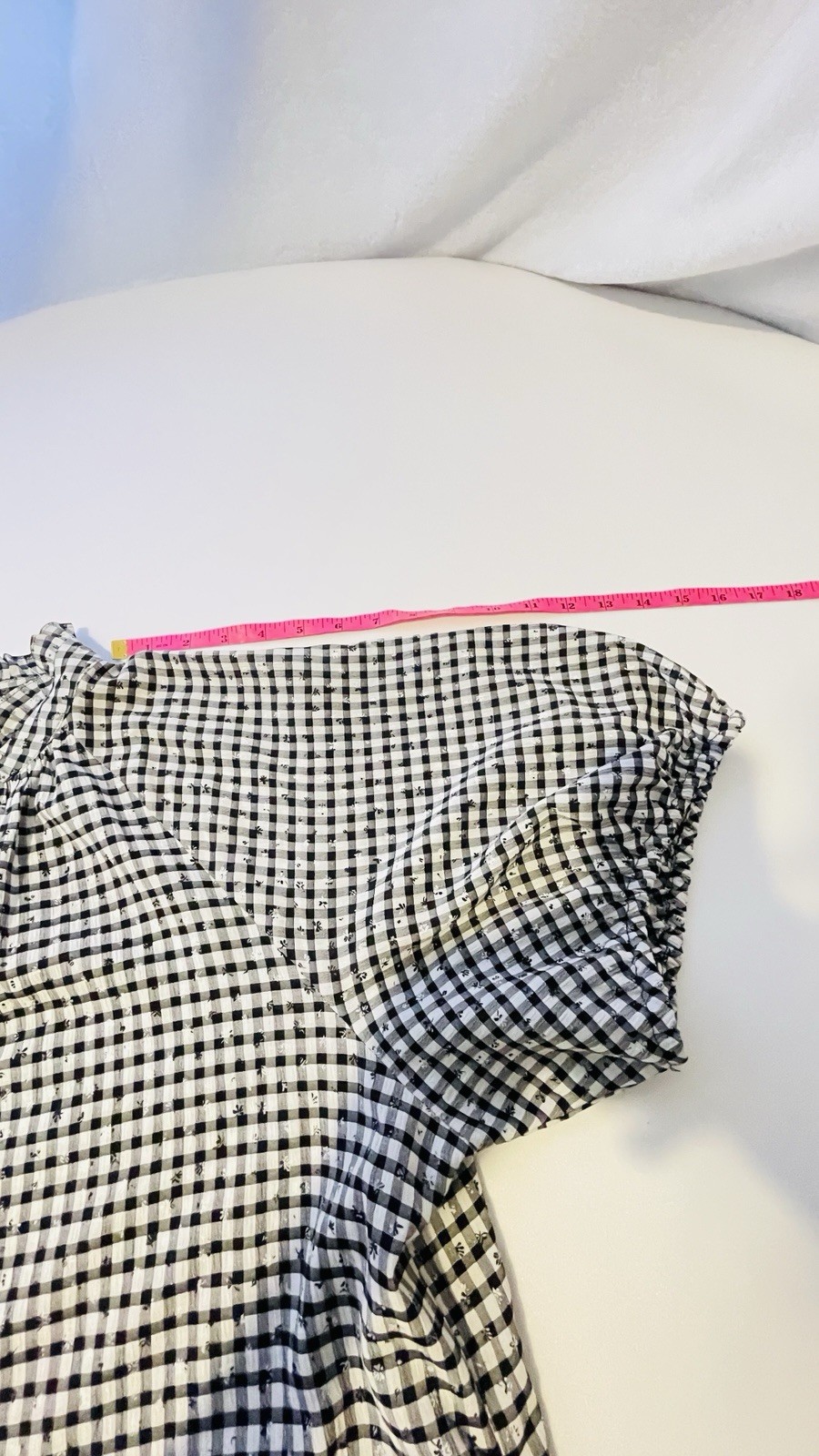 CeCe Black White 2X Gingham Tiered Midi Dress PuffSleeve Cottagecore Prairie