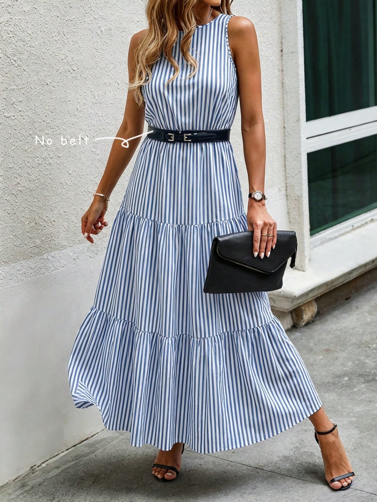 Ladies A Line Cut Ruffle Hem Louniche Maxi Dress