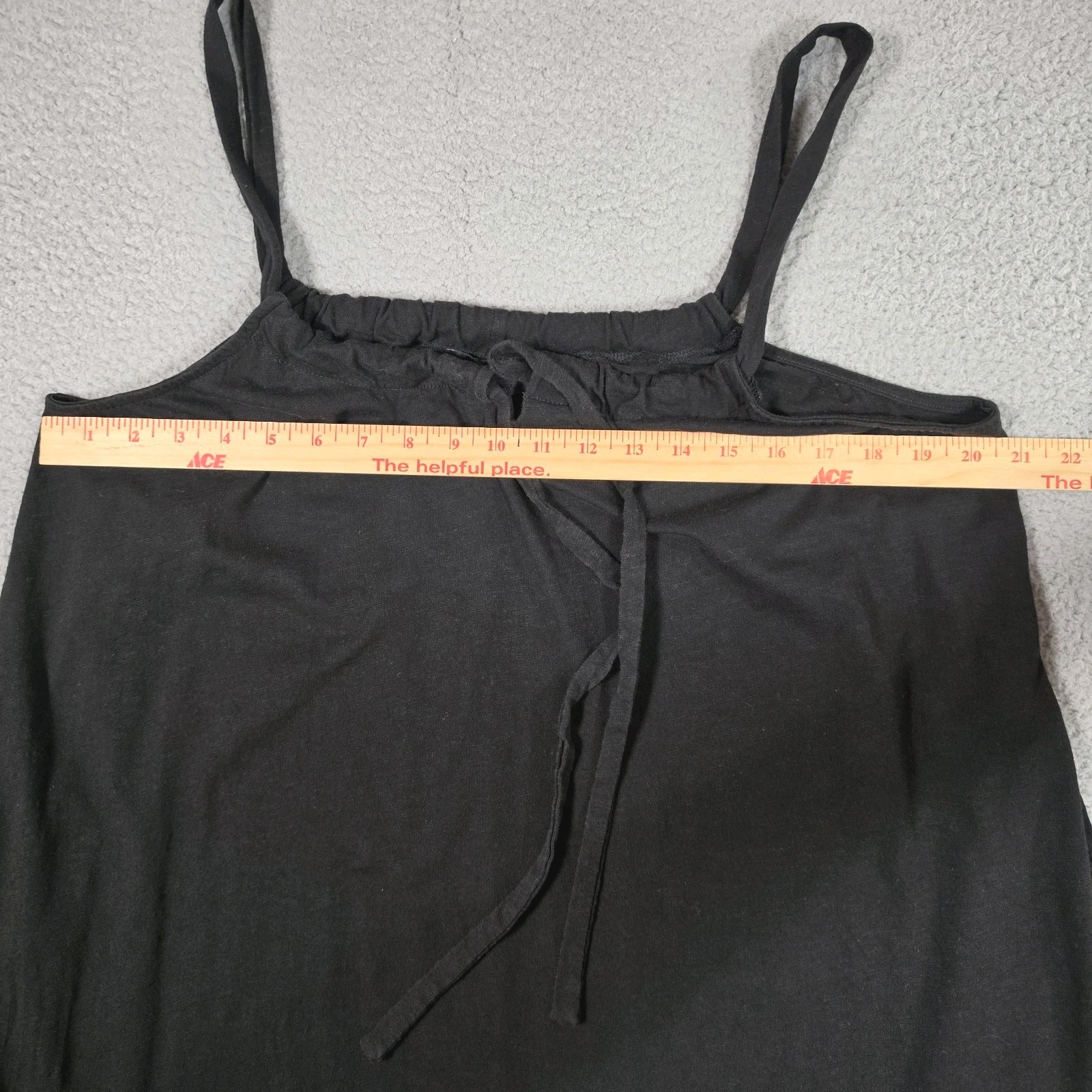 Able Sleeveless Sundress Large Black Cotton Tie Front Pocket Beach Resort Summer