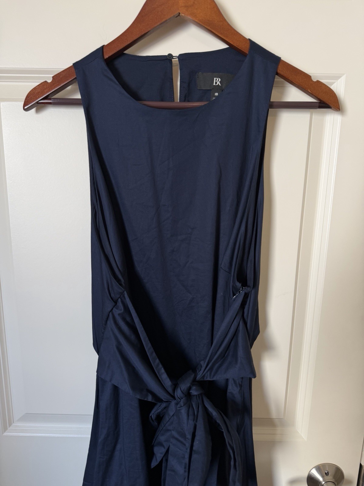 NEW Banana Republic Navy Blue Midi Maxi A-Line Dress Sleeveless Tie Size 18