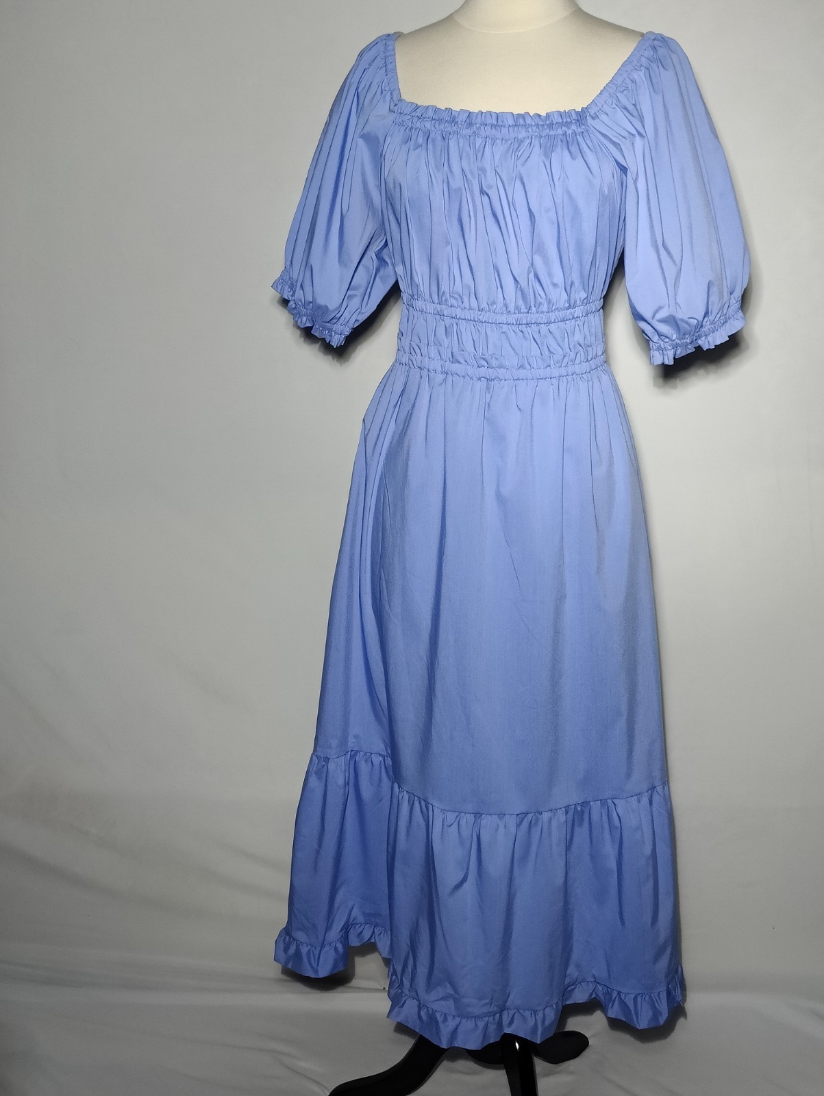 Indigo Rose Periwinkle Blue Smocked Cottagecore Tiered Midi Prairie Dress XL