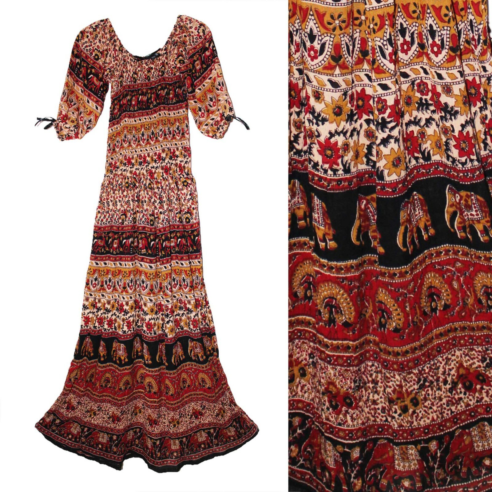 One Size For S To L Indian Dress For Women Vestir Retro Gypsy Hippie Ethnic Boho