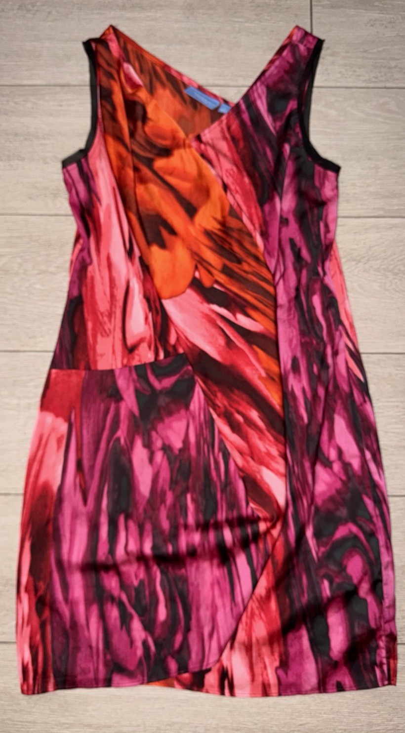 SIMPLY VERA Vera Wang Bold Multi-Color Dress Sleeveless Twist Front Size Small