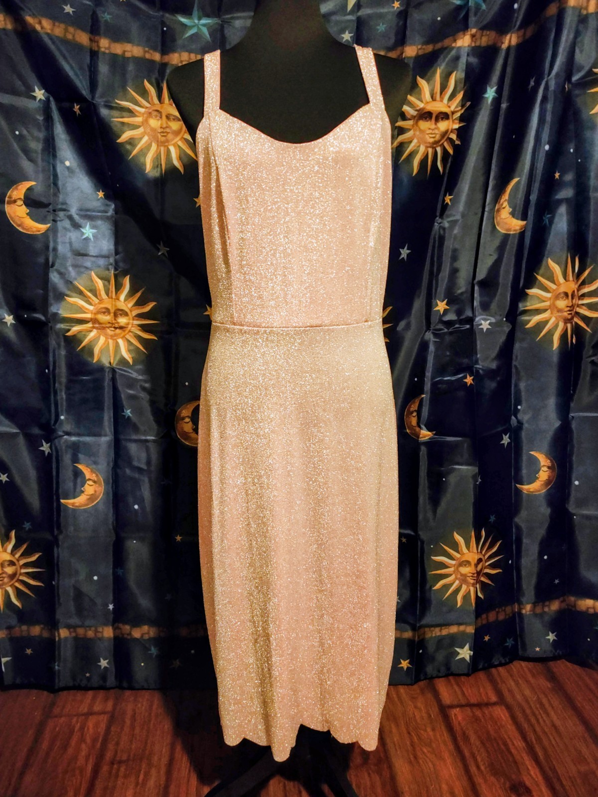 Light Pink Silver Glitter Dress Rockabilly XL