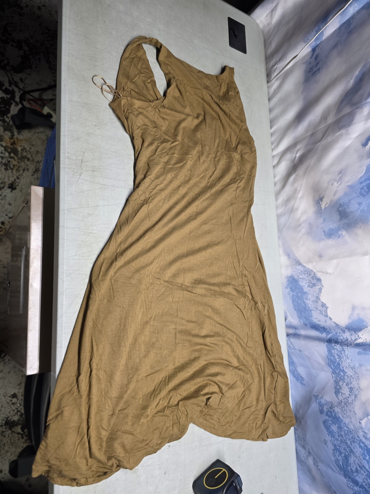 🔥Ralph Lauren Sport Women’s XL Maxi Dress Ochre Brown Pima Cotton Lyocell Drape