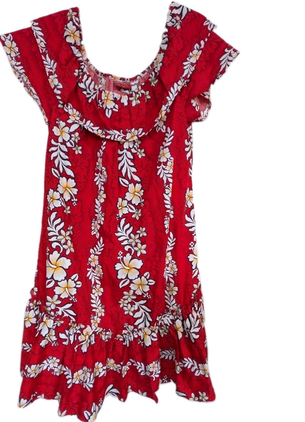 Hawaiian Muumuu Dress Sz M Cotton Floral Hibiscus Lava Hut Hawaii VTG Resort